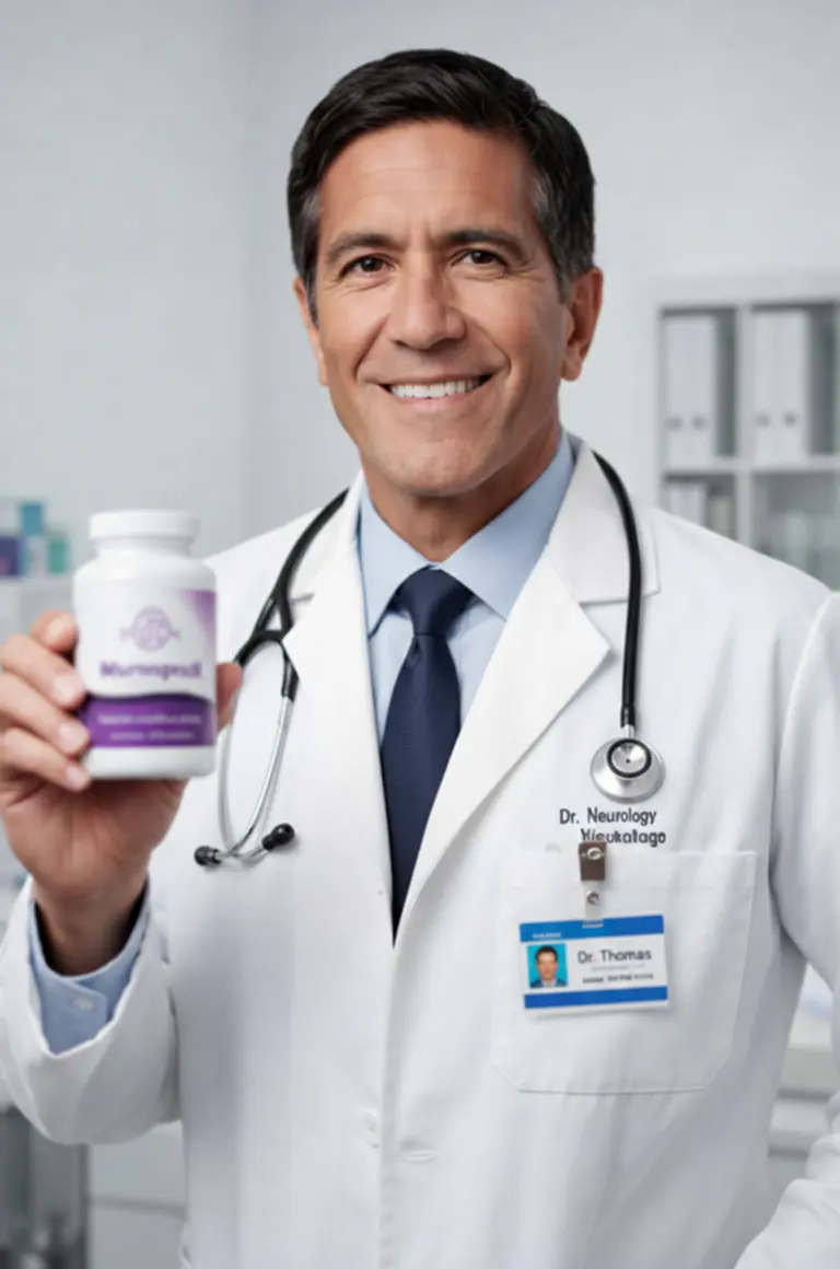 Doctor holding Memopezil — brain supplement endorsed by health professionals