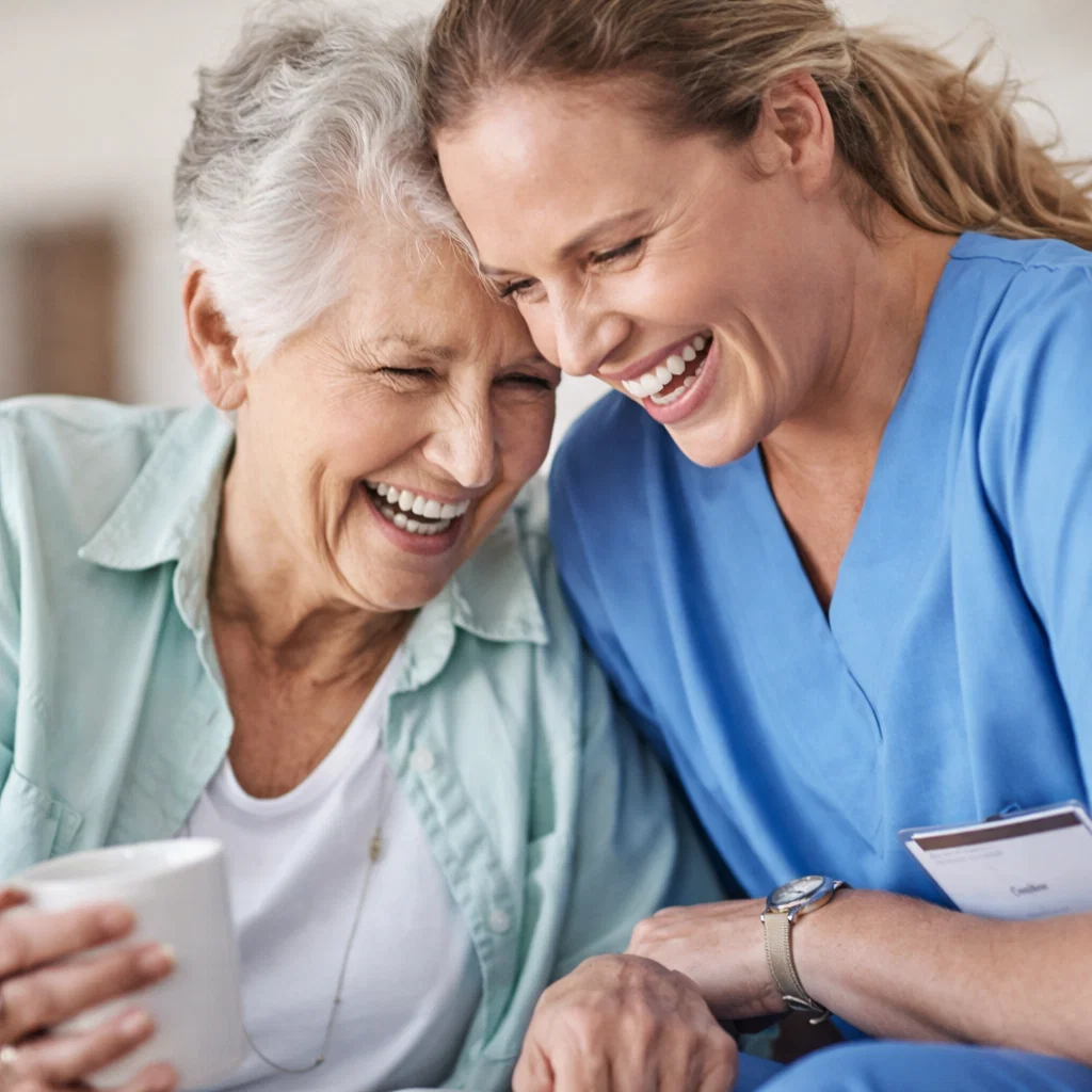Senior woman reconnecting with family after using Memopezil